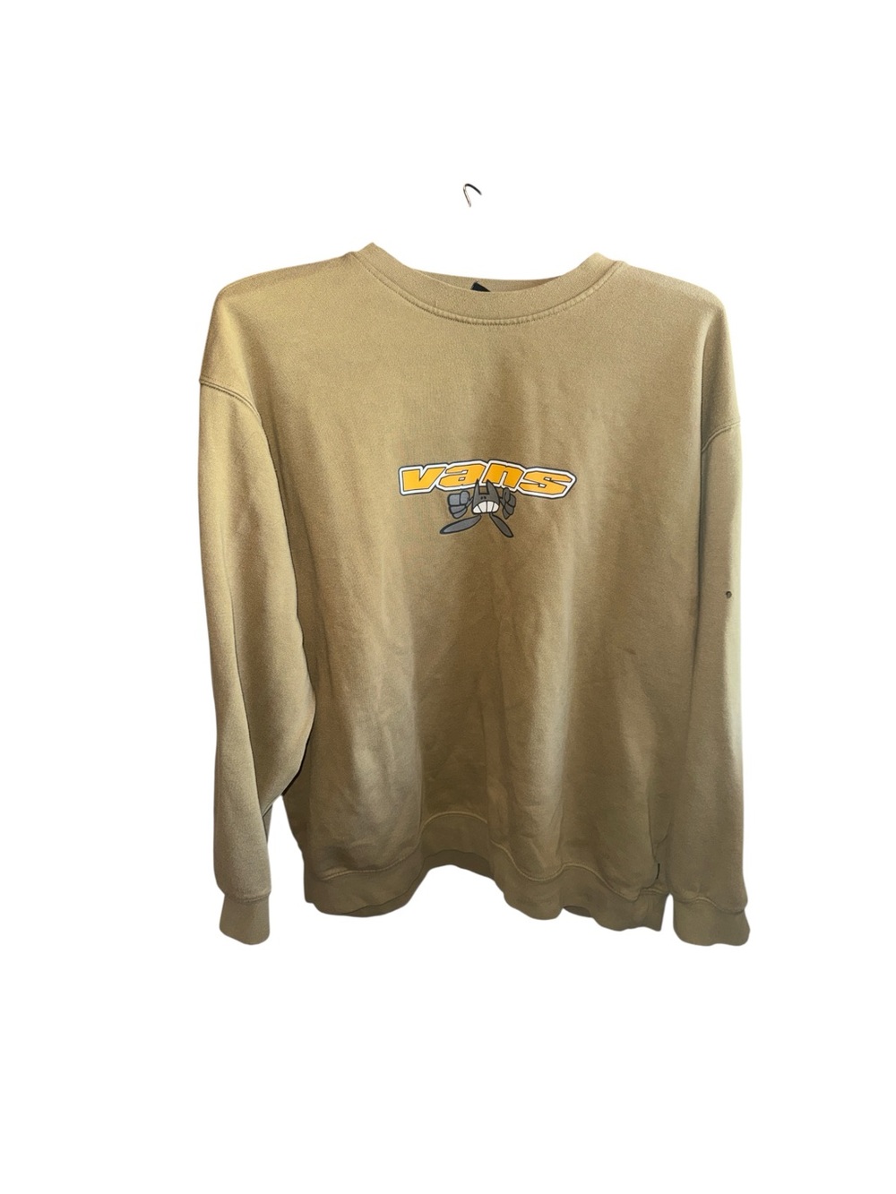 Vans Tan Crewneck Sweatshirt with Yellow Logo Size XL Loose Fit Mens Pullover